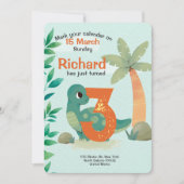 かわいい恐竜をテーマにした子供の誕生日パーティー 招待状 (正面)