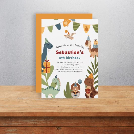 かわいい恐竜をテーマにした誕生日の招待状 招待状