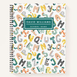 かわいい恐竜アルファベットパターン子供学校 ノートブック