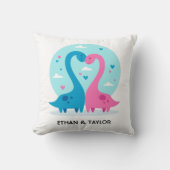 かわいい恐竜カップル バレンタインデー オーダーメイド クッション (正面)