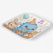 かわいい恐竜キッズパーティーデザイン- Cute Dino ペーパープレート (傾斜あり)