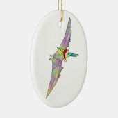 かわいい恐竜サンタ飛んでいる セラミックオーナメント (右)