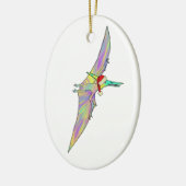 かわいい恐竜サンタ飛んでいる セラミックオーナメント (左)