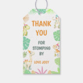 かわいい恐竜ジャングル誕生日パーティー感謝 ギフトタグ (正面)