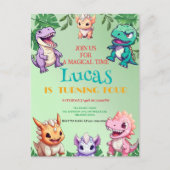 かわいい恐竜ジャングル 学校の子供たちの誕生日パーティー ポストカード (正面)