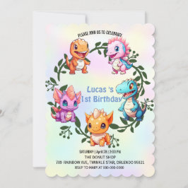 かわいい恐竜ジャングル 学校の子供たちの誕生日パーティー 招待状