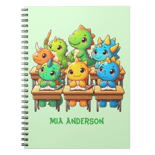 かわいい恐竜スパイラルジャーナル ノートブック (正面)