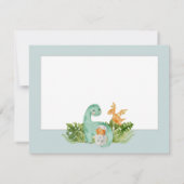 かわいい恐竜ディノサンキュー男の赤ちゃんシャワー サンキューカード (裏面)
