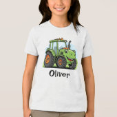 かわいい恐竜トラクター キッズ トライブレンドTシャツ (正面)