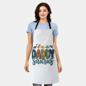 かわいい恐竜パパのDaddy Saurusベクター デザイン_1 エプロン (着用した状態)