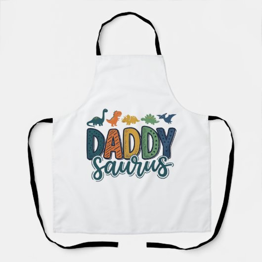 かわいい恐竜パパのDaddy Saurusベクター デザイン_1 エプロン (正面)