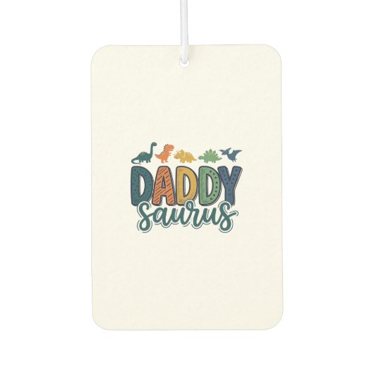 かわいい恐竜パパのDaddy Saurusベクター デザイン_1 カーエアーフレッシュナー (正面)