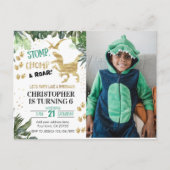 かわいい恐竜パーティーの写真 誕生日 ポストカード (正面)