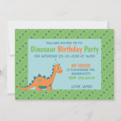 かわいい恐竜パーティー誕生日ケーキの漫画 招待状 (裏面)