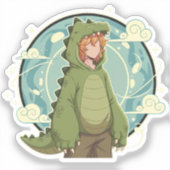 かわいい恐竜ファンタジー男子アート シール (正面)