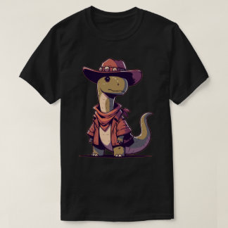 かわいい恐竜ブロントサウルスカウボーイ Tシャツ