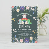 かわいい恐竜ユニコーン虹のフローラ誕生日の子供 招待状 (スタンド正面)