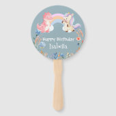 かわいい恐竜ユニコーン虹の花の誕生日の子供 ハンドファン (裏面)