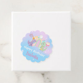 かわいい恐竜ユニコーン虹バルーン誕生日kid フェイバータグ