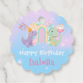 かわいい恐竜ユニコーン虹バルーン誕生日kid フェイバータグ (裏面)