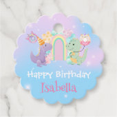 かわいい恐竜ユニコーン虹バルーン誕生日kid フェイバータグ (正面)