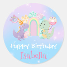 かわいい恐竜ユニコーン虹バルーン誕生日kid