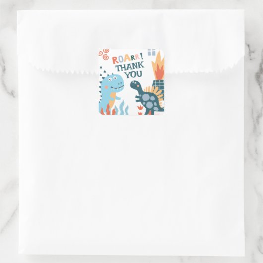 かわいい恐竜子供の誕生日パーティーありがとう スクエアシール (バッグ)