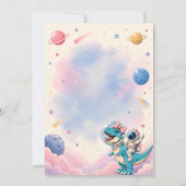 かわいい恐竜宇宙飛行士 初めての誕生日パーティー 招待状 (裏面)