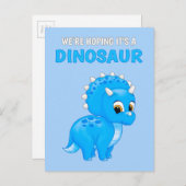 かわいい恐竜男の赤ちゃん妊娠の発表 案内ポストカード (正面/裏面)