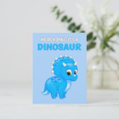 かわいい恐竜男の赤ちゃん妊娠の発表 案内ポストカード (スタンド正面)