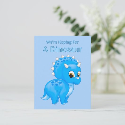 かわいい恐竜男の赤ちゃん妊娠の発表 案内状 (スタンド正面)