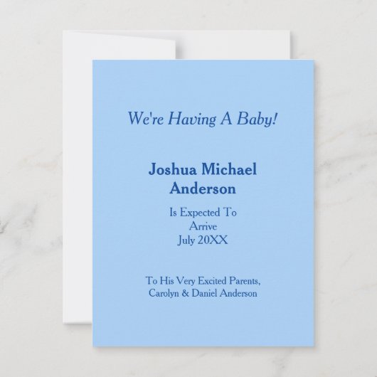 かわいい恐竜男の赤ちゃん妊娠の発表 案内状 (裏面)