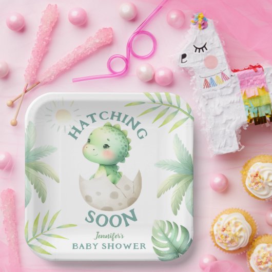 かわいい恐竜男女兼用の赤ちゃんシャワー ペーパープレート (パーティー)