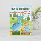かわいい恐竜1st男の子の誕生日パーティーへの招待 招待状 (スタンド正面)