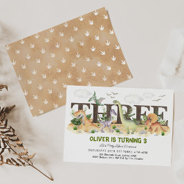 かわいい恐竜3歳の誕生日ワイルドと3歳 招待状