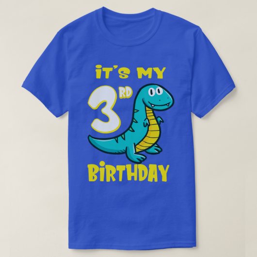 かわいい恐竜3rdバースデーシャツボーイズ tシャツ (デザイン正面)