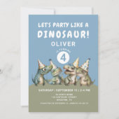 かわいい恐竜4th誕生日パーティー 招待状 (正面)