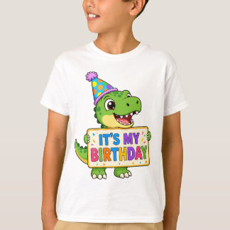 かわいい恐竜 お誕生日おめでとう キッズTシャツ Tシャツ