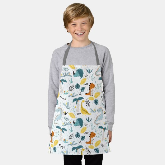 かわいい恐竜 エプロン (着用した状態)