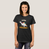 かわいい恐竜 ガオー 恐竜 おもしろい 子供 恐竜 車 Tシャツ (正面フル)