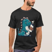 かわいい恐竜 コーヒー好き Tシャツ (正面)