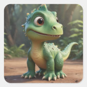 かわいい恐竜 スクエアシール (正面)