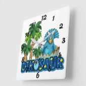 かわいい恐竜 スクエア壁時計 (傾斜)