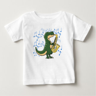 かわいい恐竜 ティラノサウルス サックス 音楽 ベビーTシャツ