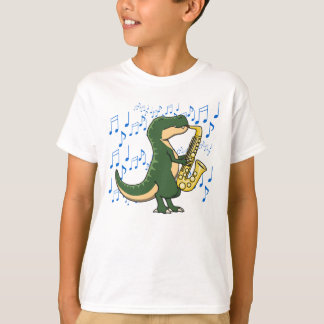 かわいい恐竜 ティラノサウルス サックス 音楽 Tシャツ