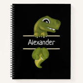 かわいい恐竜 ブラック ノートブック (正面)