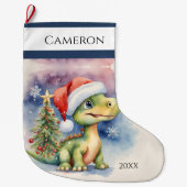 かわいい恐竜 ラージクリスマスストッキング (正面)