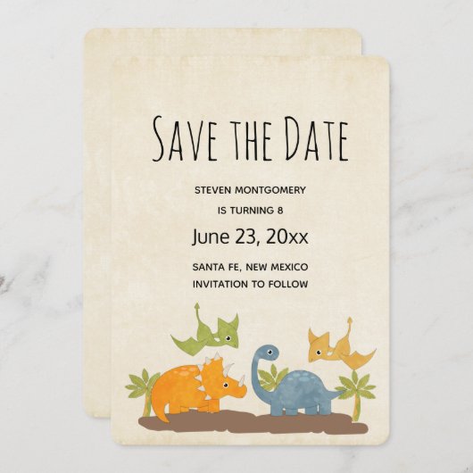 かわいい恐竜 先史の野生動物 セーブザデート (正面/裏面)