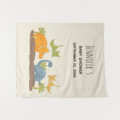 かわいい恐竜 先史時代の野生生物 ベビーシャワー タペストリー (正面(横))