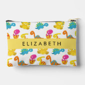 かわいい恐竜、恐竜のパターン、あなたの名前 アクセサリーポーチ (裏面)
